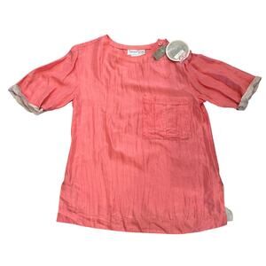 Vintage Deadstock Stewart Sport Coral Pink Shirt Washable Silk Small Luxury